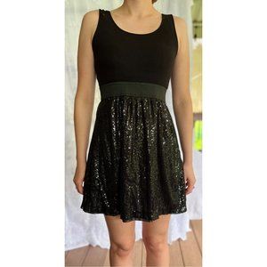 Pink Rose | Black Sequin A-line Party Dress